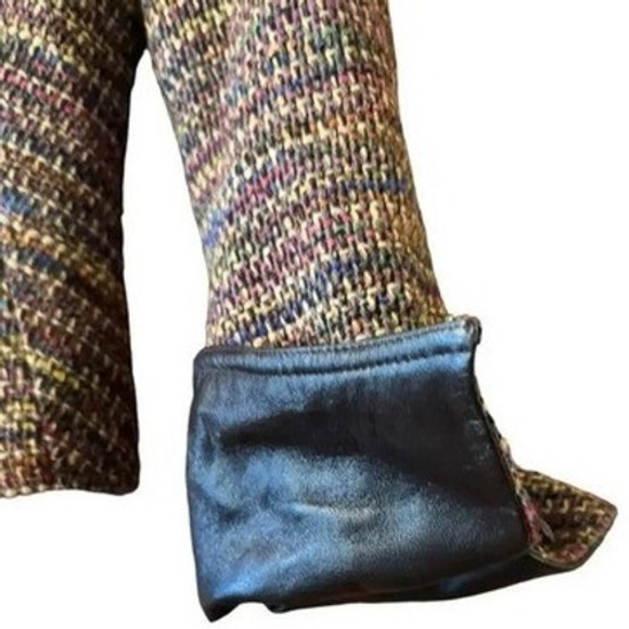 Louis Verdad Tweed Blazer Brown Leather Trim Career Business Chic Old Money M - Picture 3 of 10